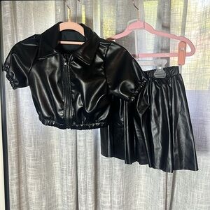 Girls Faux Leather Skirt Set Size 7
